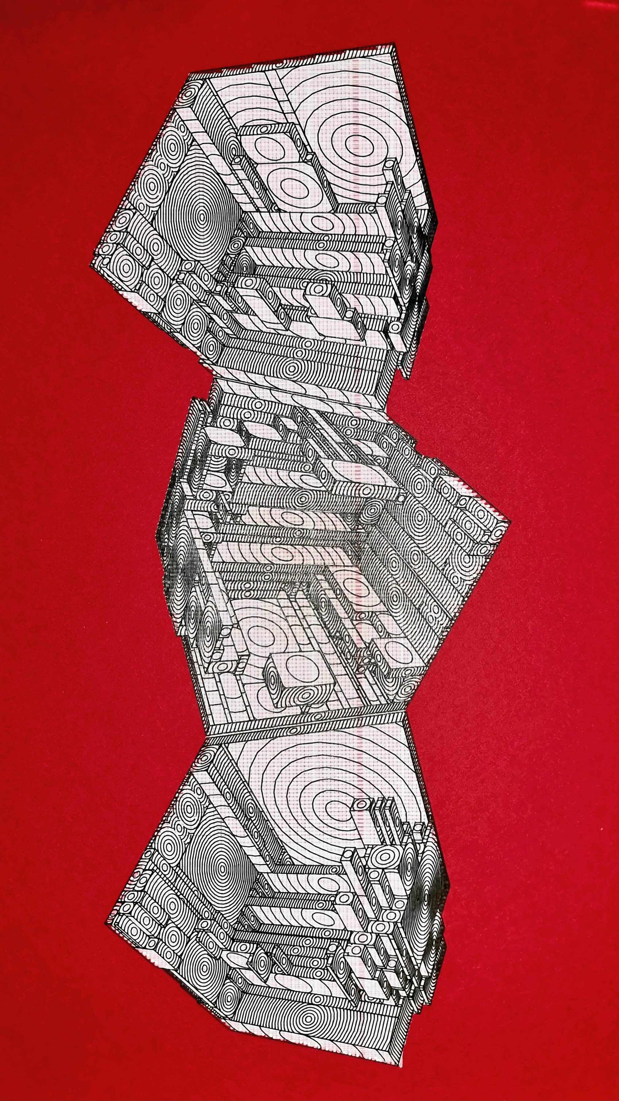 Algorithmic Construct I — plotted edition (on Red)