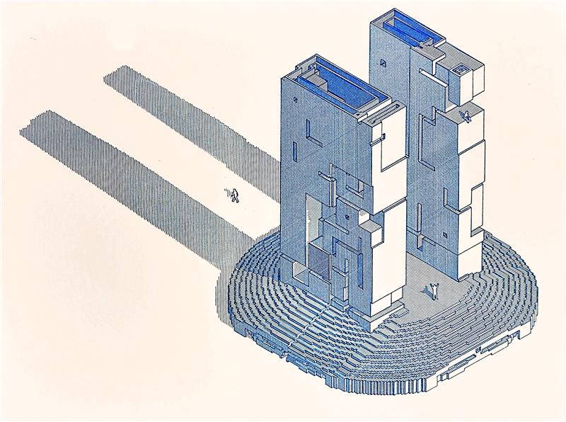 Pen-plotted edition of Isometric Megastructures Series VII